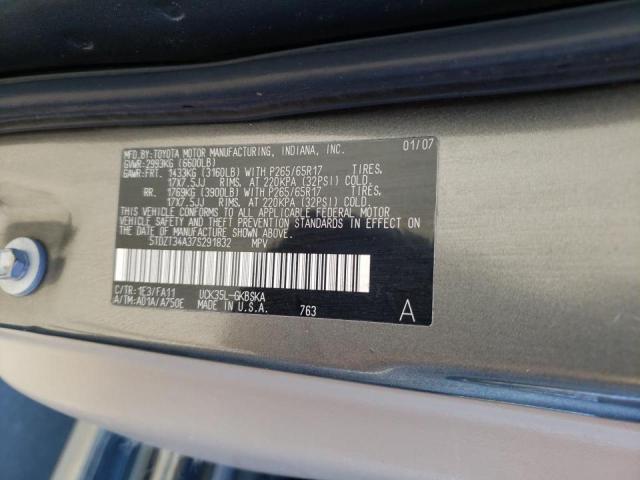 Photo 10 from auction – 2007 TOYOTA SEQUOIA SR with VIN 5TDZT34A37S291832