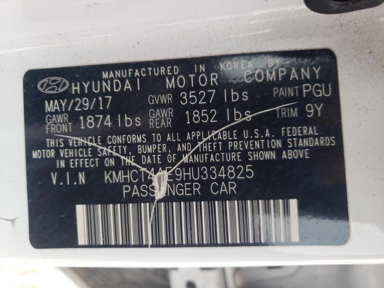 Photo 10 from auction – 2017 HYUNDAI ACCENT SE with VIN KMHCT4AE9HU334825