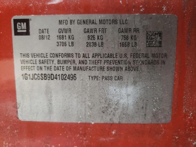 Photo 10 from auction – 2013 CHEVROLET SONIC LT with VIN 1G1JC6SB9D4102496