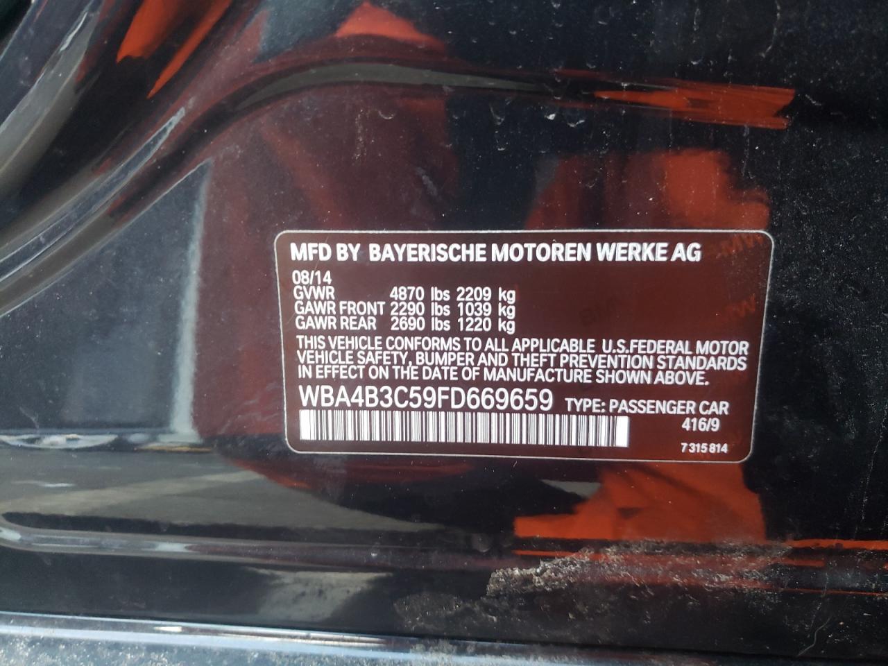 Photo 10 from auction – 2015 BMW 435 XI GRA with VIN WBA4B3C59FD669659