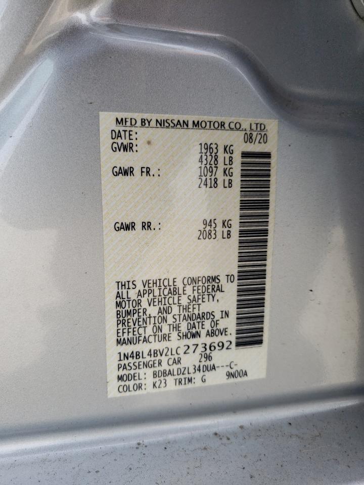 Photo 10 from auction – 2020 NISSAN ALTIMA S with VIN 1N4BL4BV2LC273692