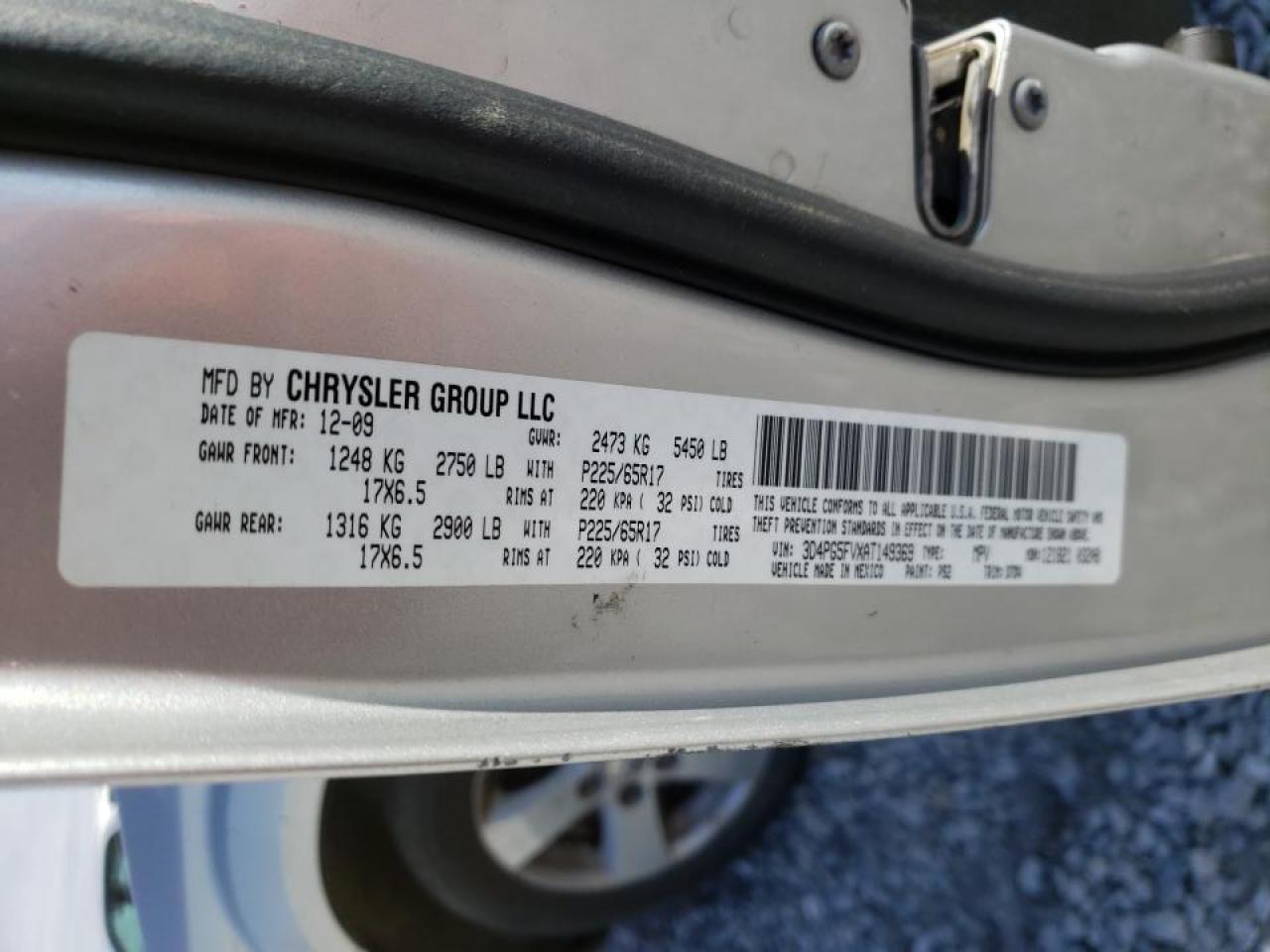 Photo 10 from auction – 2010 DODGE JOURNEY SX with VIN 3D4PG5FVXAT149369