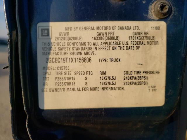 Photo 10 from auction – 1999 CHEVROLET SILVERADO with VIN 2GCEC19T1X1156806