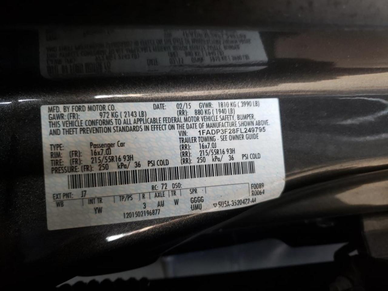 Photo 10 from auction – 2015 FORD FOCUS SE with VIN 1FADP3F28FL249795