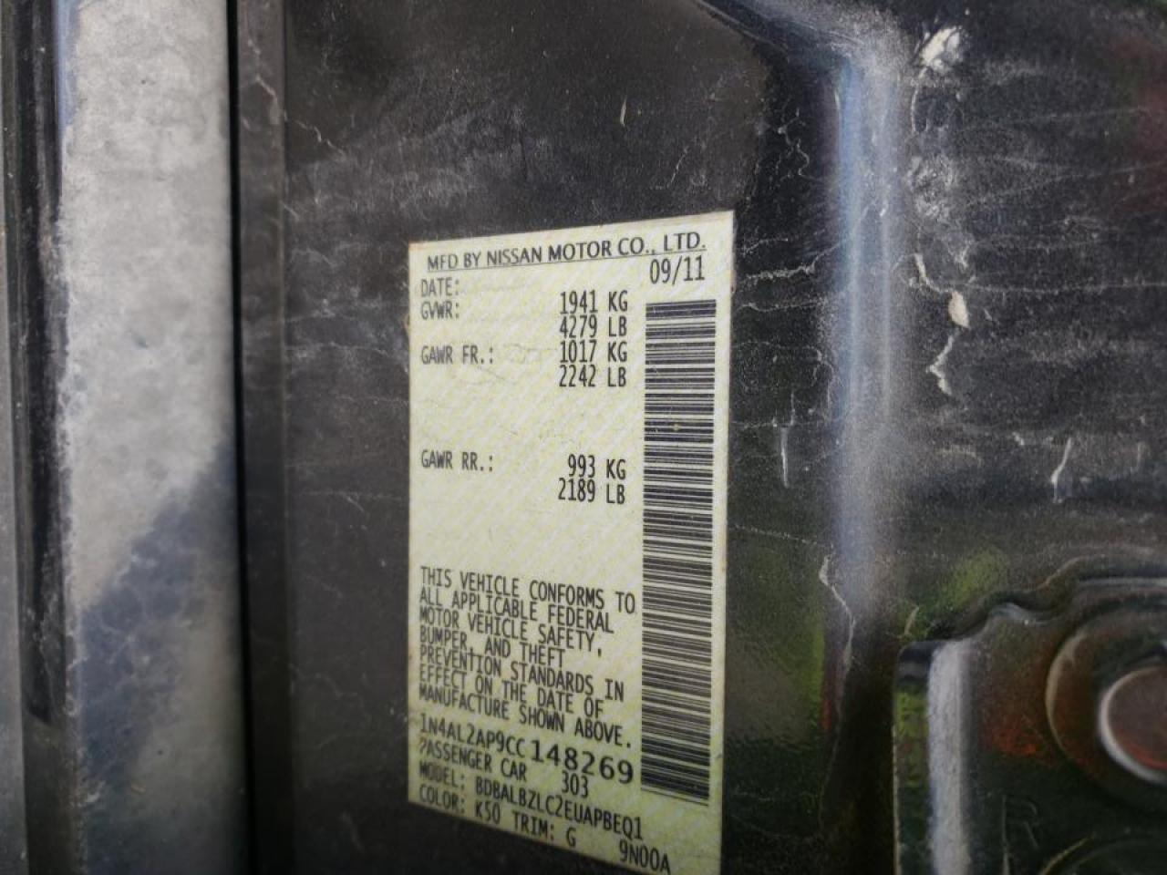 Foto 10 de la subasta – 2012 NISSAN ALTIMA BAS con VIN 1N4AL2AP9CC148269
