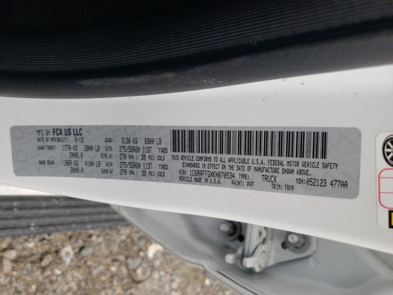 Photo 10 from auction – 2019 RAM 1500 BIG H with VIN 1C6RRFFGXKN870534