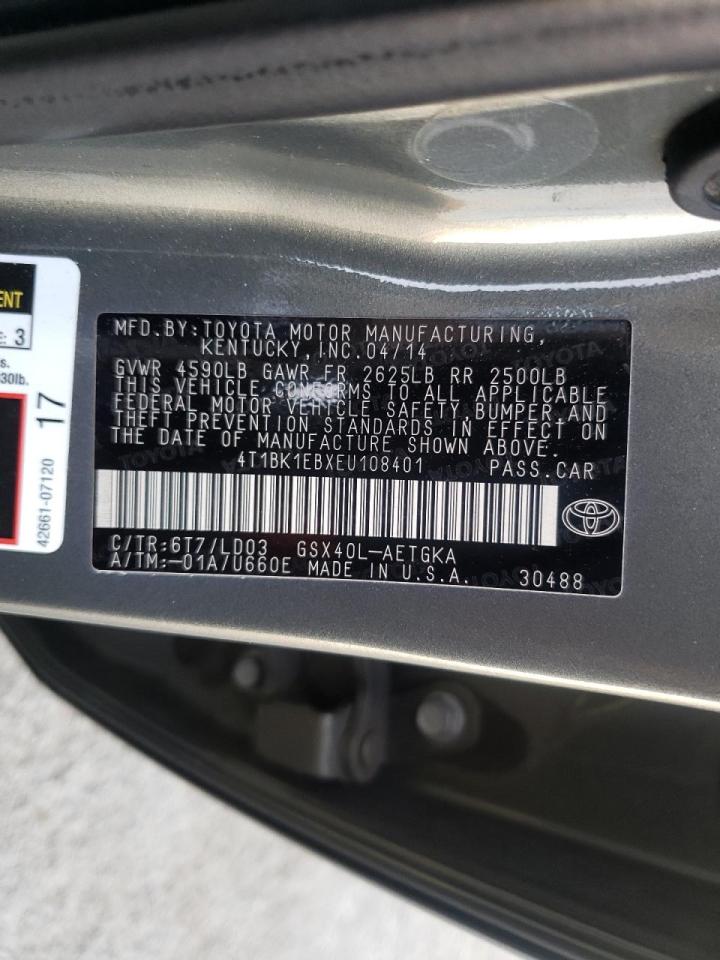 Photo 10 from auction – 2014 TOYOTA AVALON BAS with VIN 4T1BK1EBXEU108401