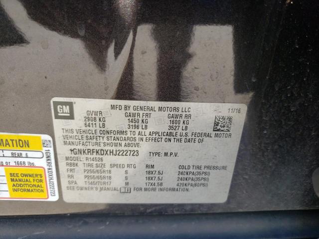Photo 10 from auction – 2017 CHEVROLET TRAVERSE L with VIN 1GNKRFKDXHJ222723