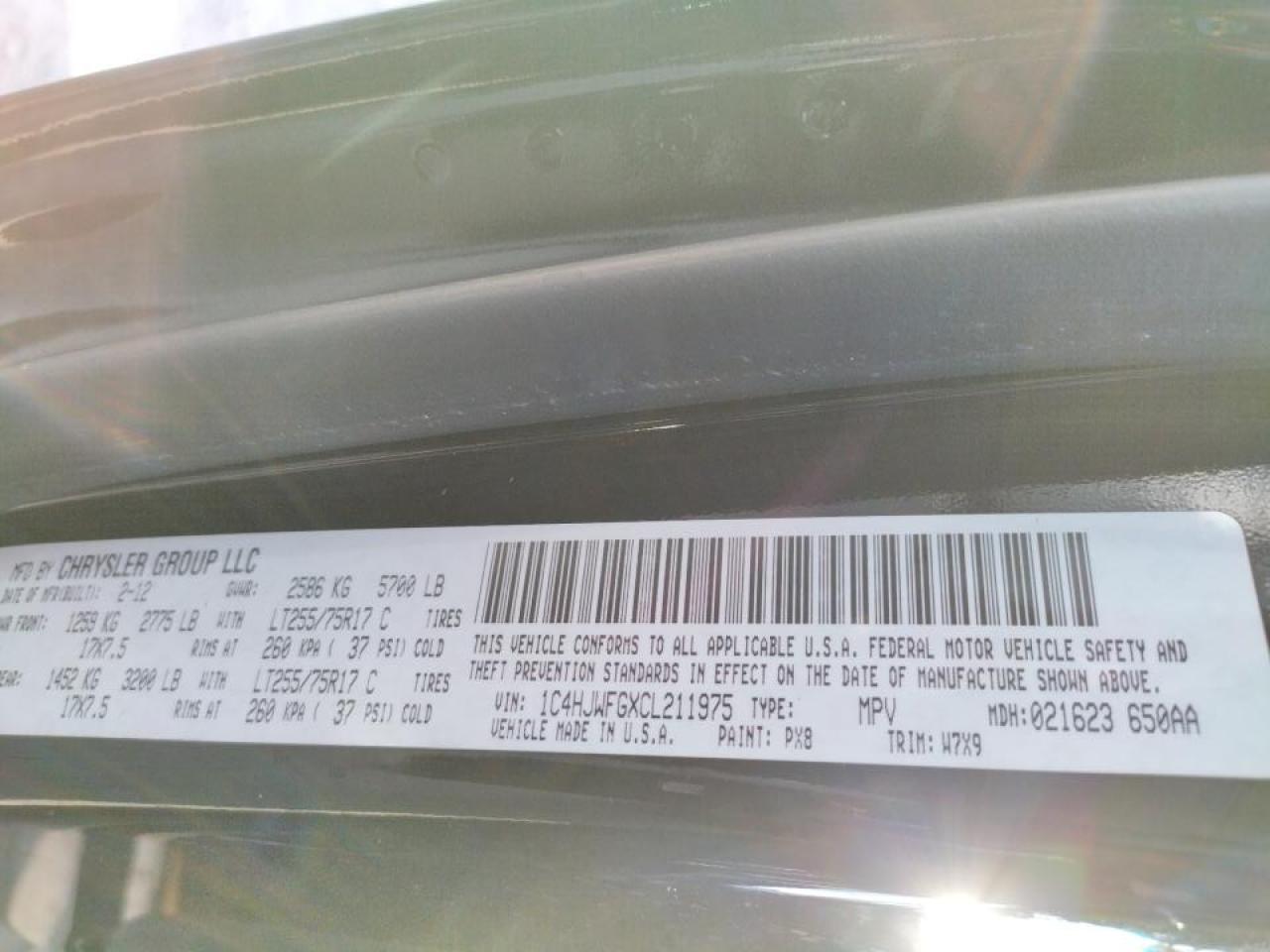 Photo 10 from auction – 2012 JEEP WRANGLER U with VIN 1C4HJWFGXCL211975