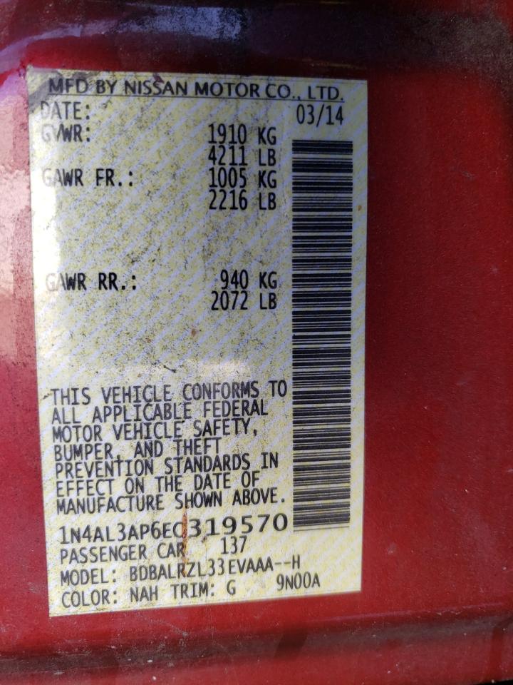 Photo 10 from auction – 2014 NISSAN ALTIMA 2.5 with VIN 1N4AL3AP6EC319570