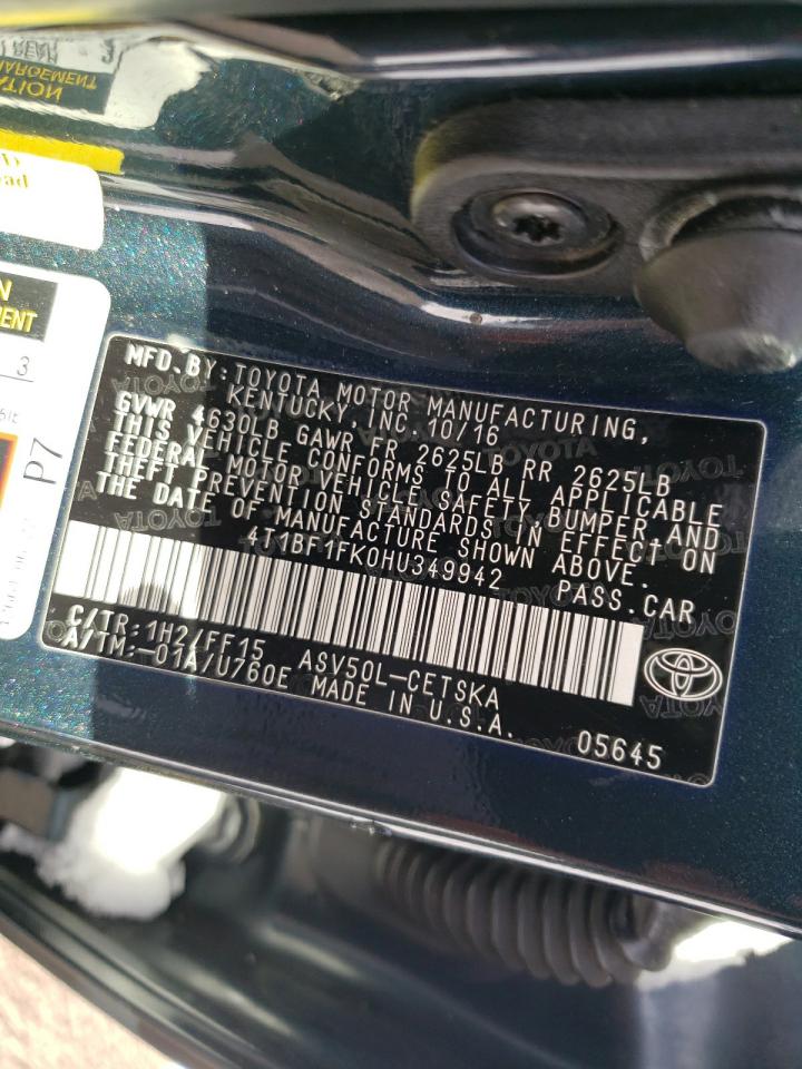 Photo 10 from auction – 2017 TOYOTA CAMRY LE with VIN 4T1BF1FK0HU349942