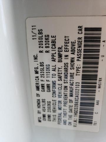 Photo 10 from auction – 2012 HONDA ACCORD EXL with VIN 1HGCS2B8XCA002103