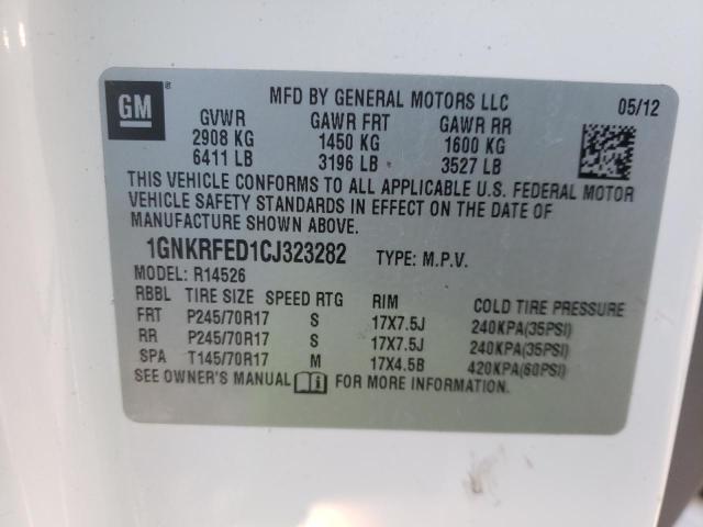 Photo 10 from auction – 2012 CHEVROLET TRAVERSE L with VIN 1GNKRFED1CJ323282