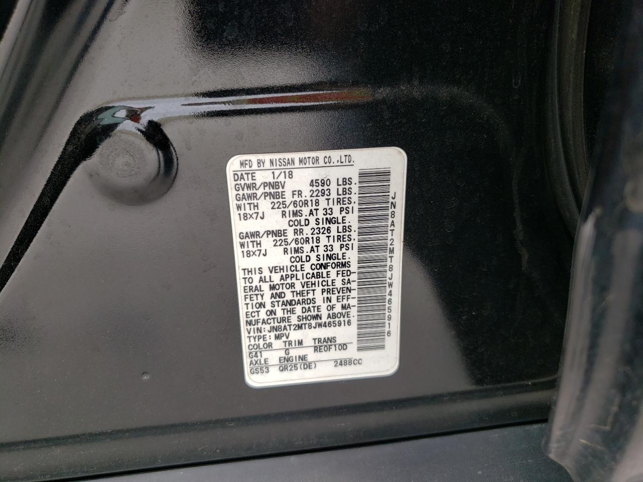Photo 10 from auction – 2018 NISSAN ROGUE S with VIN JN8AT2MT8JW465916