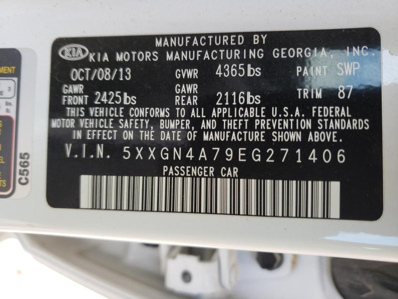 Foto 10 de la subasta – 2014 KIA OPTIMA EX con VIN 5XXGN4A79EG271406