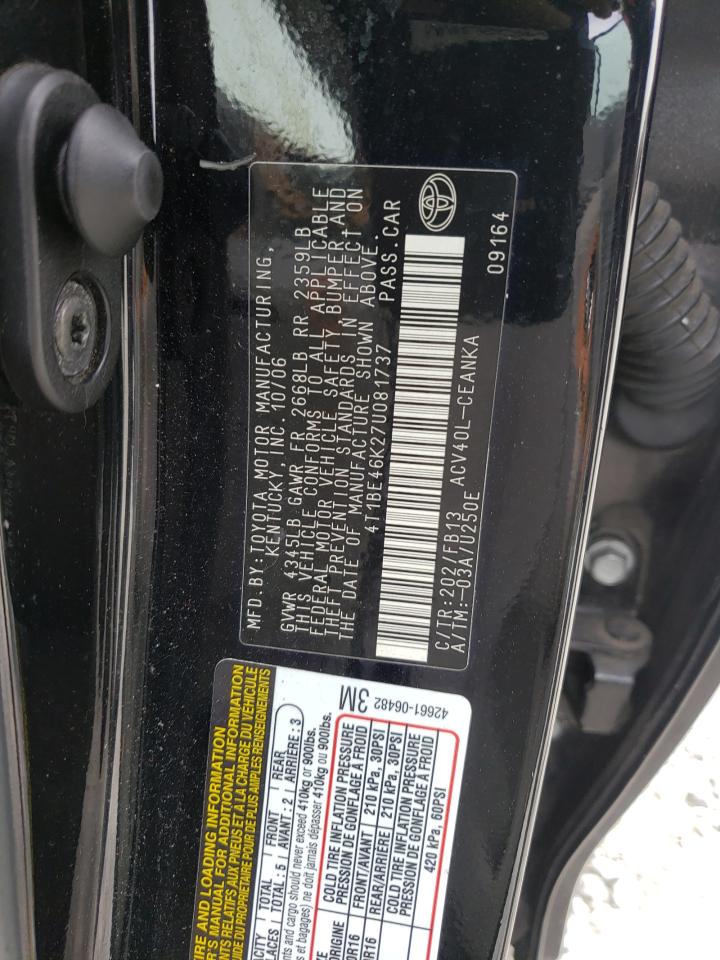 Photo 10 from auction – 2007 TOYOTA CAMRY CE with VIN 4T1BE46K27U081737