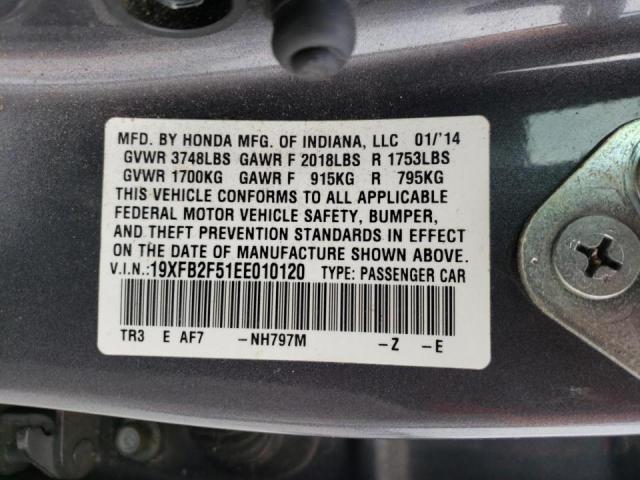 Photo 10 from auction – 2014 HONDA CIVIC LX with VIN 19XFB2F51EE010120