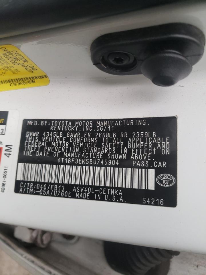 Photo 10 from auction – 2011 TOYOTA CAMRY BASE with VIN 4T1BF3EK5BU745904
