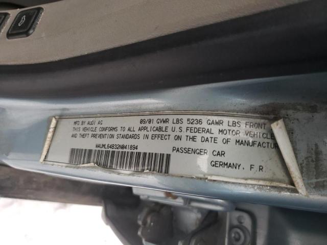 Photo 10 from auction – 2002 AUDI A6 4.2 QUA with VIN WAUML64B32N041894