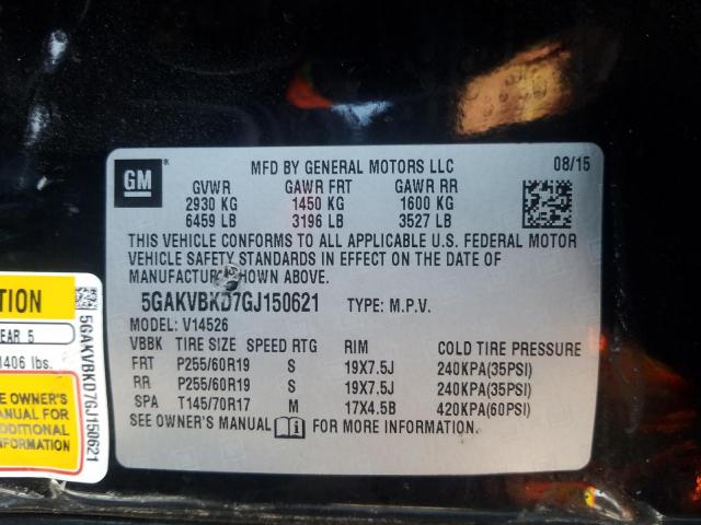 Photo 10 from auction – 2016 BUICK ENCLAVE with VIN 5GAKVBKD7GJ150621