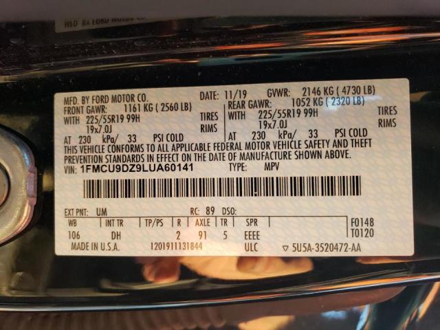 Photo 10 from auction – 2020 FORD ESCAPE TIT with VIN 1FMCU9DZ9LUA60141
