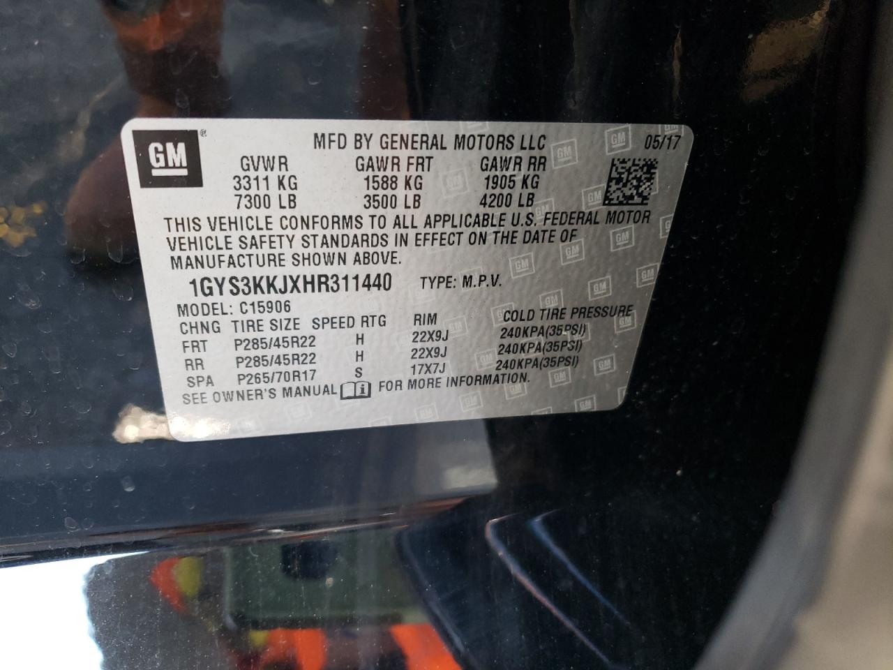 Photo 10 from auction – 2017 CADILLAC ESCALADE E with VIN 1GYS3KKJXHR311440
