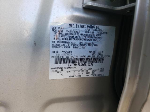Photo 10 from auction – 2006 MERCURY MONTEGO PR with VIN 1MEFM421X6G610532