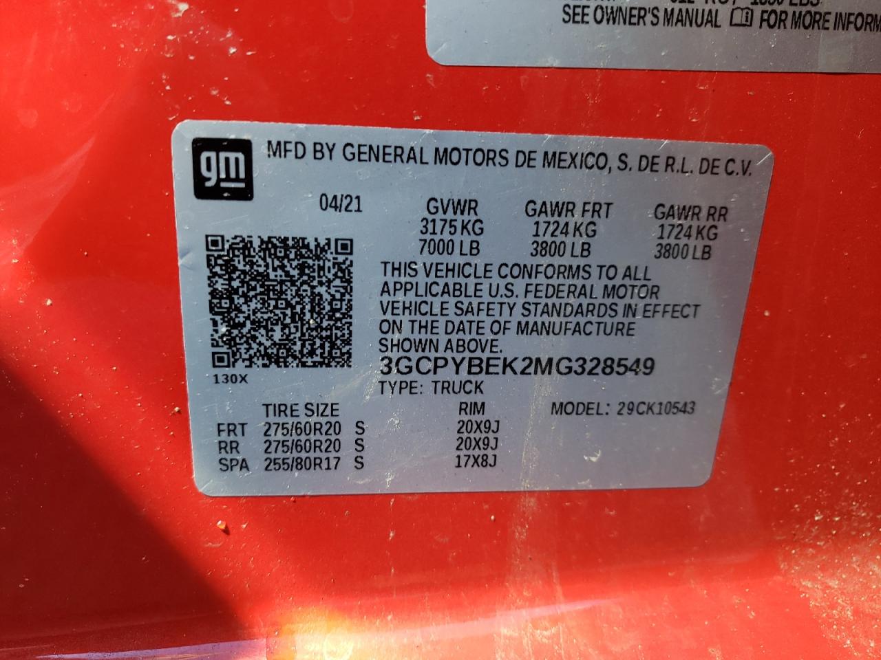 Photo 10 from auction – 2021 CHEVROLET SILVERADO with VIN 3GCPYBEK2MG328549
