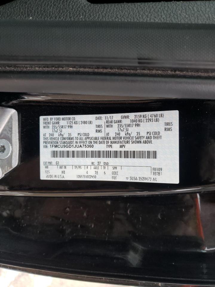 Photo 10 from auction – 2018 FORD ESCAPE SE with VIN 1FMCU9GD1JUA75360