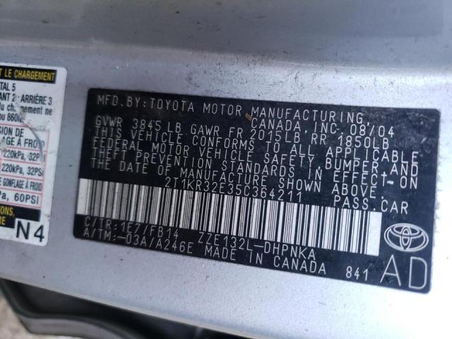 Photo 10 from auction – 2005 TOYOTA COROLLA MA with VIN 2T1KR32E35C364211