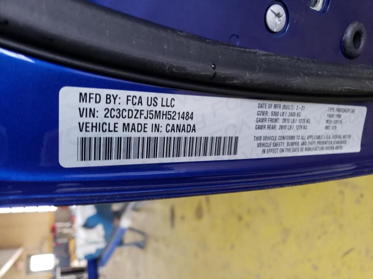 Photo 10 from auction – 2021 DODGE CHALLENGER with VIN 2C3CDZFJ5MH521484