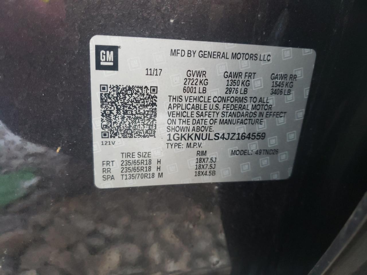 Photo 10 from auction – 2018 GMC ACADIA SLT with VIN 1GKKNULS4JZ164559