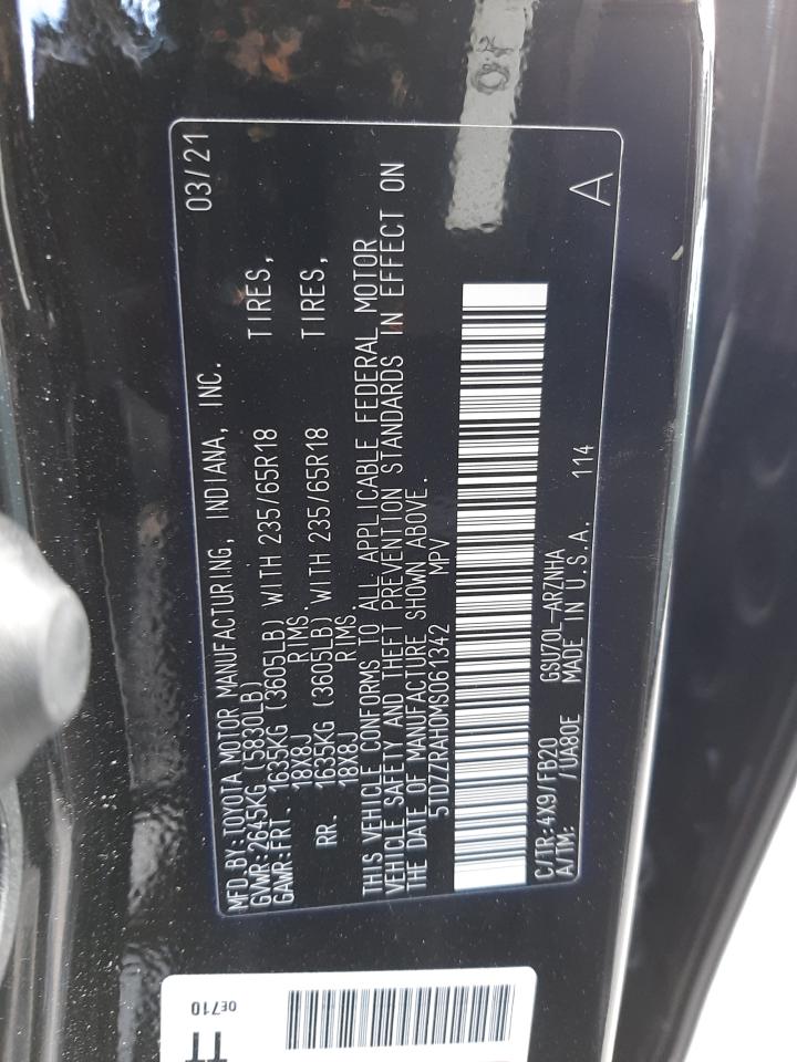 Photo 10 from auction – 2021 TOYOTA HIGHLANDER with VIN 5TDZZRAH0MS061342