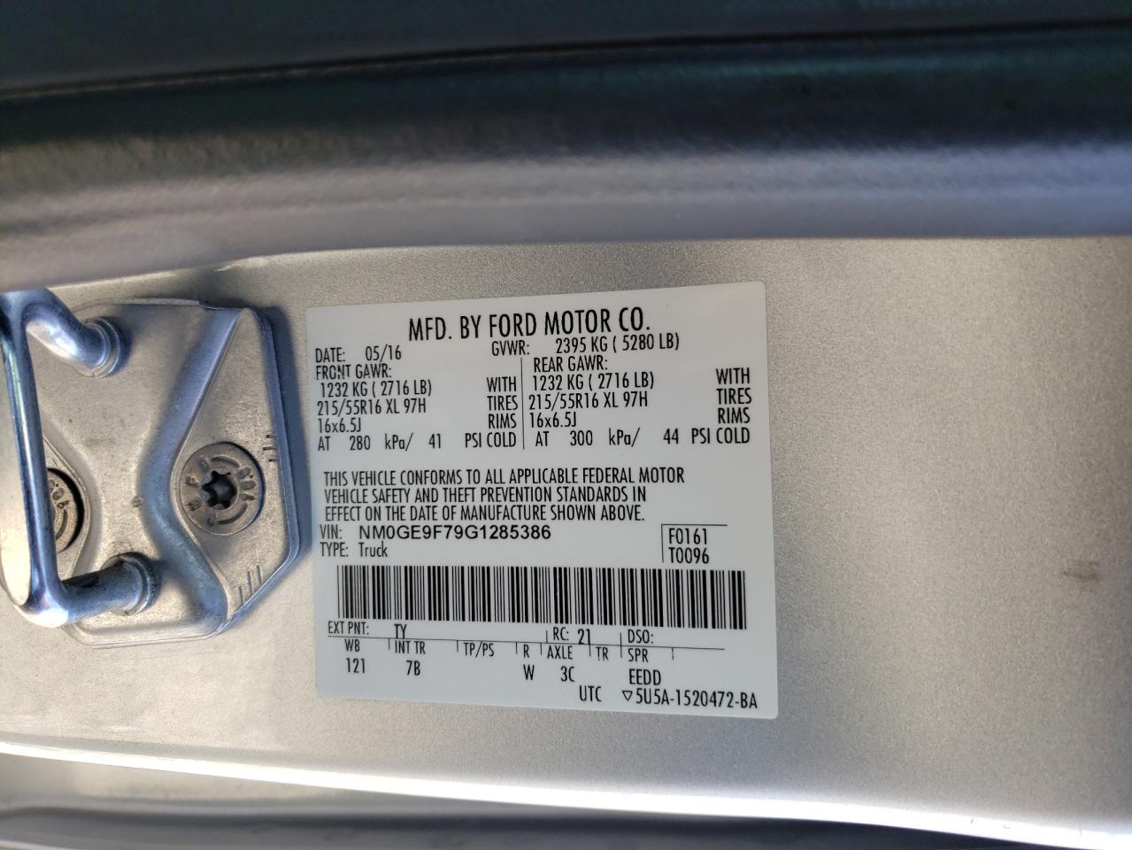 Photo 10 from auction – 2016 FORD TRANSIT CO with VIN NM0GE9F79G1285386