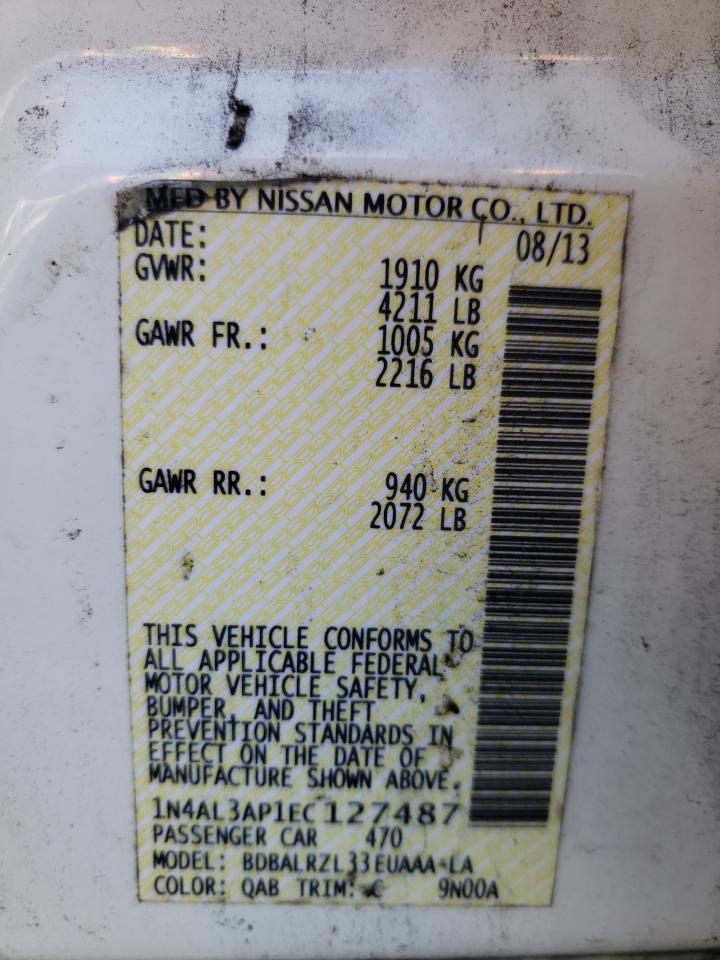 صورة رقم 10 من المزاد - 2014 NISSAN ALTIMA 2.5 مع VIN 1N4AL3AP1EC127487
