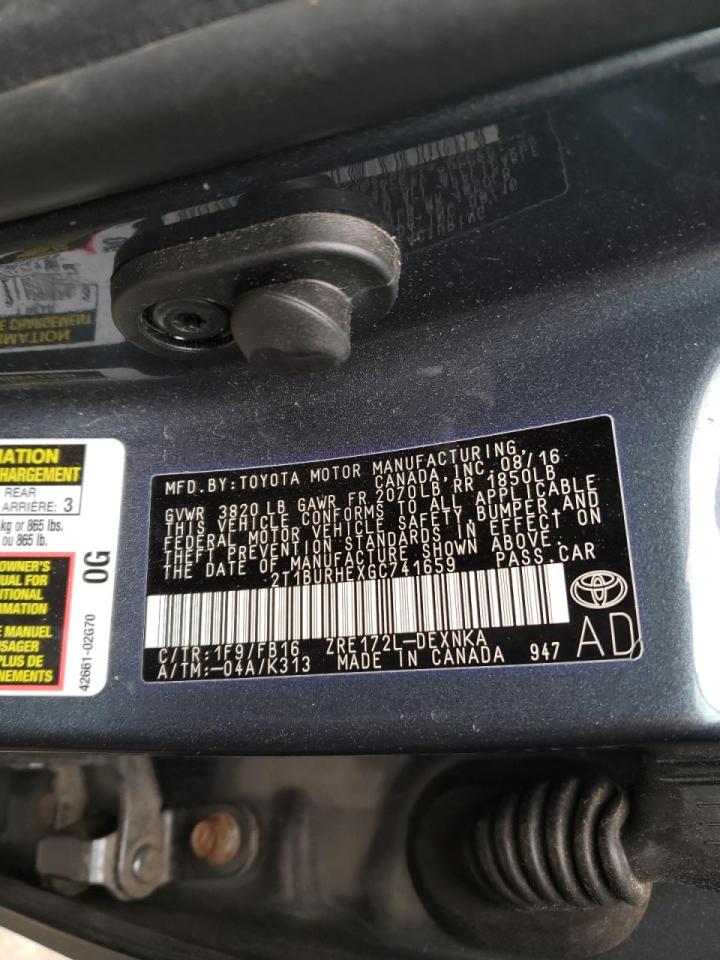 Photo 10 from auction – 2016 TOYOTA COROLLA L with VIN 2T1BURHEXGC741659
