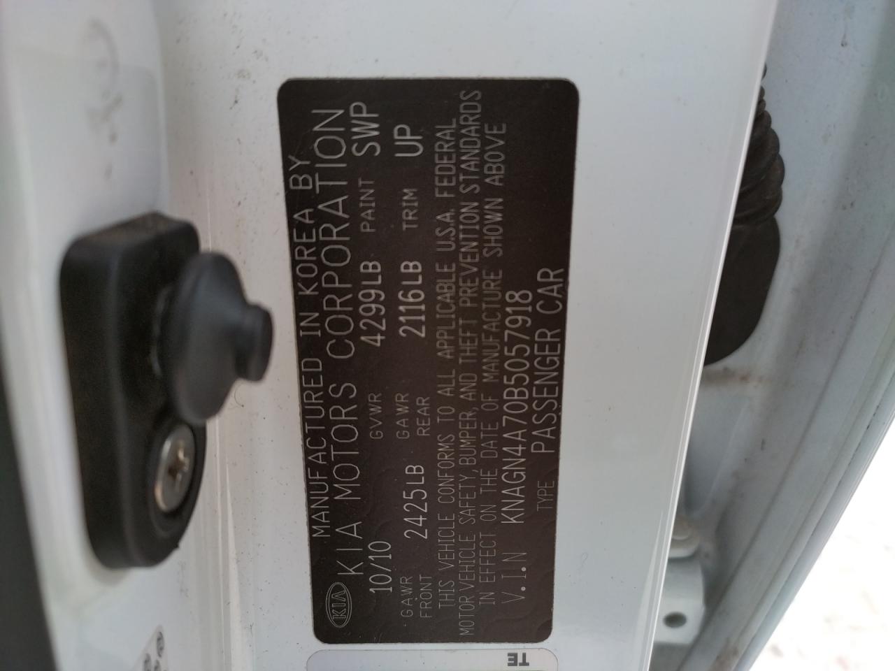 Photo 10 from auction – 2011 KIA OPTIMA EX with VIN KNAGN4A70B5057918