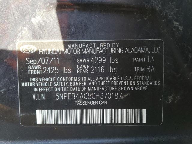 Photo 10 from auction – 2012 HYUNDAI SONATA GLS with VIN 5NPEB4AC5CH370187