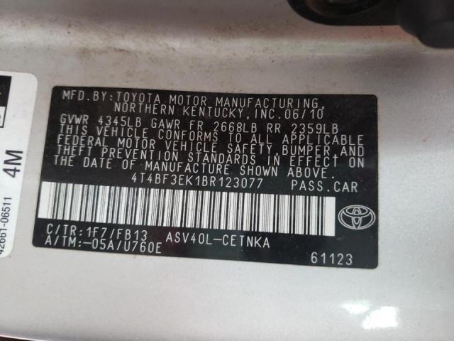 Photo 10 from auction – 2011 TOYOTA CAMRY BASE with VIN 4T4BF3EK1BR123077