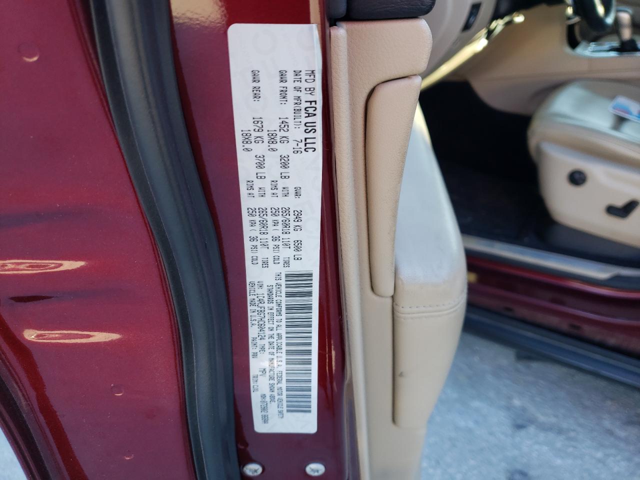Photo 10 from auction – 2017 JEEP GRAND CHER with VIN 1C4RJFBG7HC604124