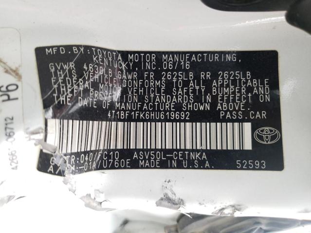 Photo 10 from auction – 2017 TOYOTA CAMRY LE with VIN 4T1BF1FK6HU619692
