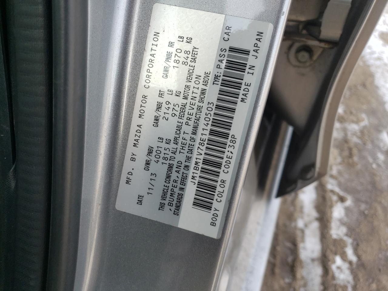 Photo 10 from auction – 2014 MAZDA 3 TOURING with VIN JM1BM1V78E1140503