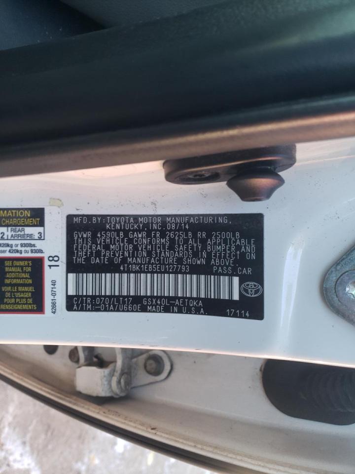 Photo 10 from auction – 2014 TOYOTA AVALON BAS with VIN 4T1BK1EB5EU127793