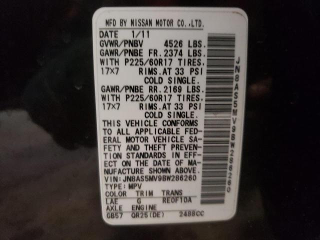 Photo 10 from auction – 2011 NISSAN ROGUE S with VIN JN8AS5MV9BW286260