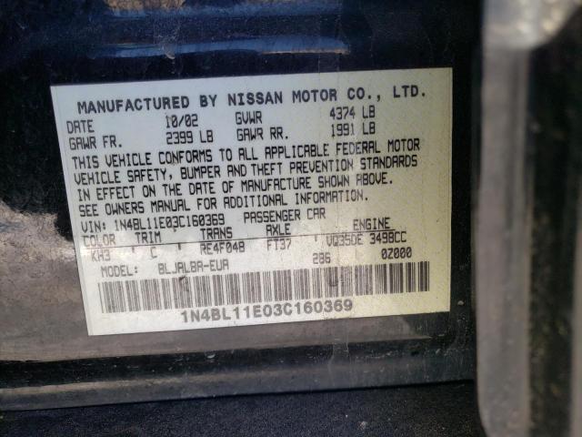 Photo 10 from auction – 2003 NISSAN ALTIMA SE with VIN 1N4BL11E03C160369