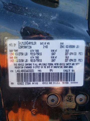Photo 10 from auction – 2003 JEEP LIBERTY SP with VIN 1J4GL48K63W633231