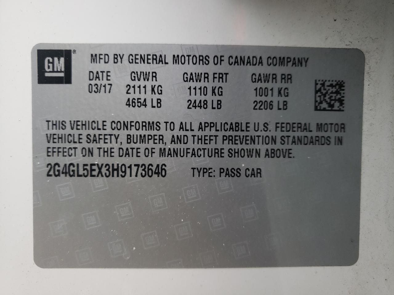 Photo 10 from auction – 2017 BUICK REGAL SPOR with VIN 2G4GL5EX3H9173646
