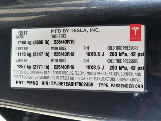 Photo 10 from auction – 2017 TESLA MODEL 3 with VIN 5YJ3E1EA9HF002459