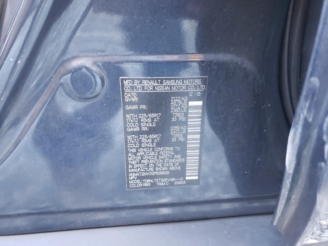 Photo 10 from auction – 2016 NISSAN ROGUE S with VIN KNMAT2MV0GP636626