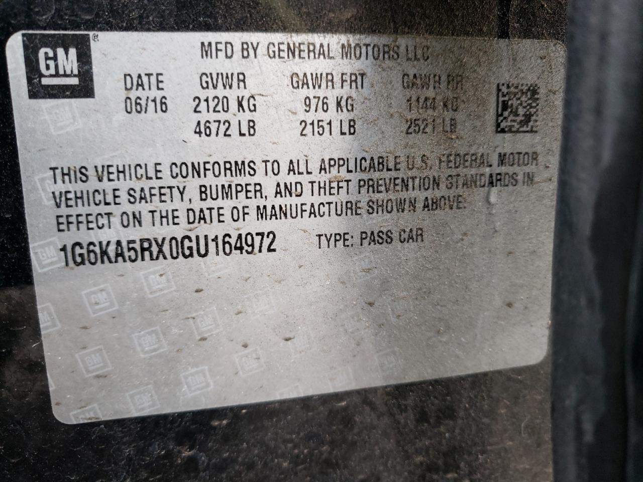 Photo 10 from auction – 2016 CADILLAC CT6 with VIN 1G6KA5RX0GU164972